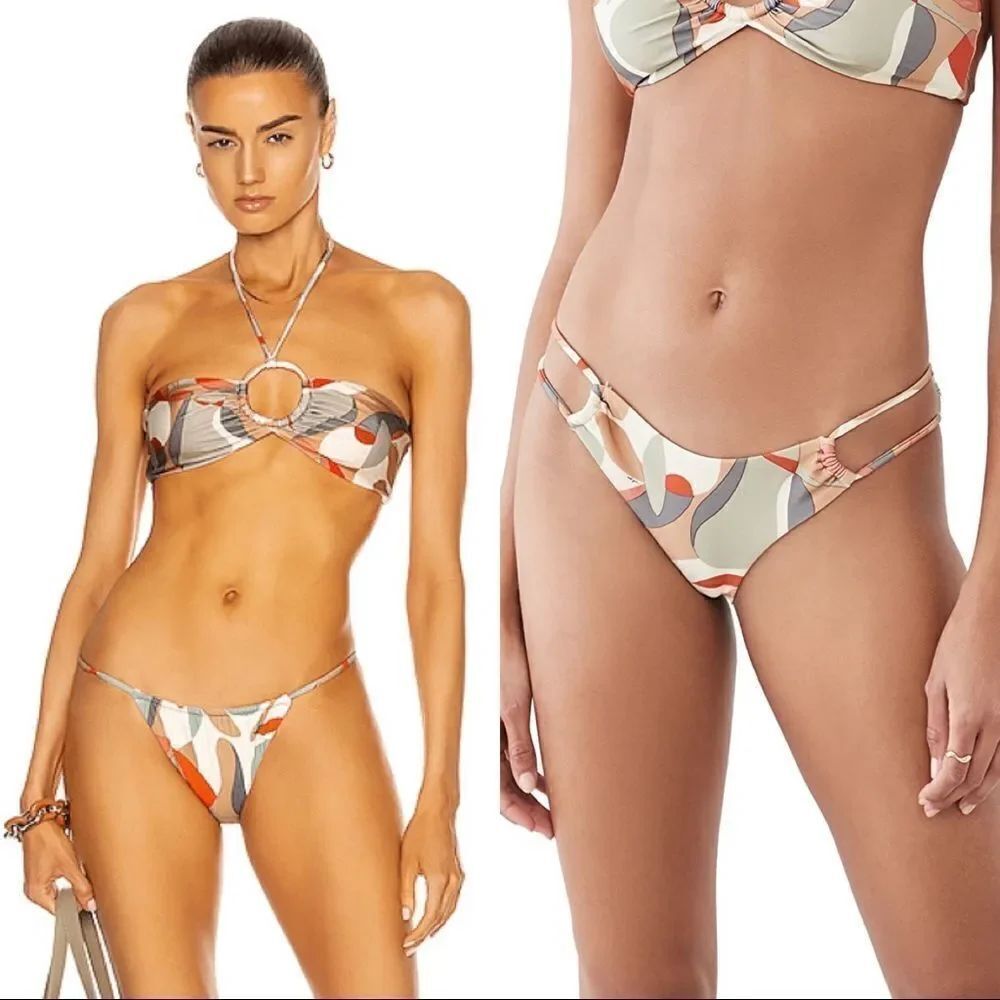 Cult Gaia Myra Bikini Bottoms Light Lava Size L